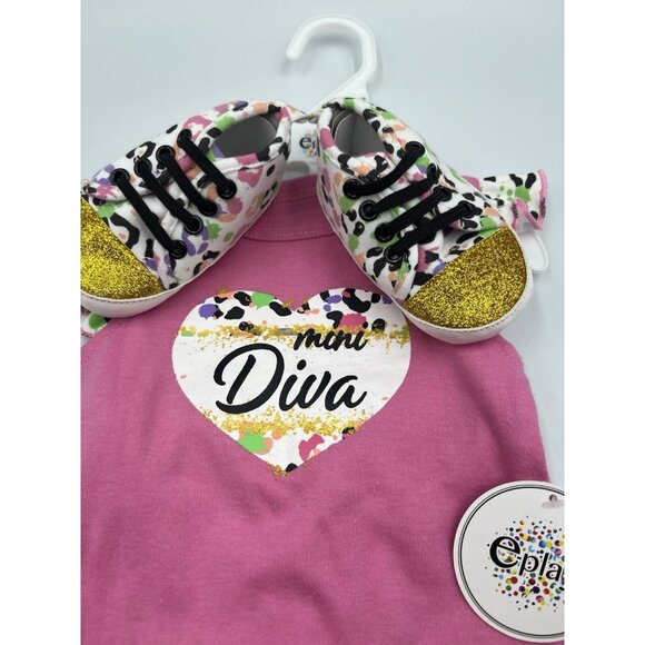 Mini DIVA Baby GIRL 3-6 MONTHS Outfit WITH SHOES TO MATCH BRAND NEW W/TAGS SEE - Picture 3 of 16